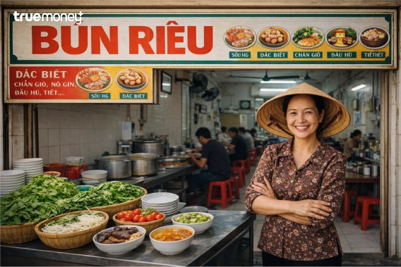 Người phụ nữ bán bún riêu và quyết định làm lại từ đầu sau 15 năm bám bếp 2 TrueMoney+ chia sẻ quán bún riêu nhỏ của bà Lan